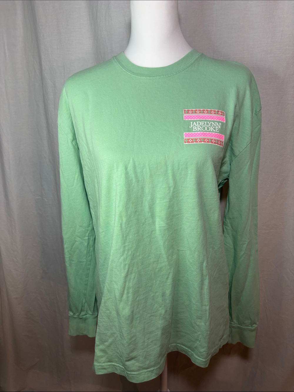 Jadelynn Brooke Mint Green Long Sleeve Tee with Chest Logo